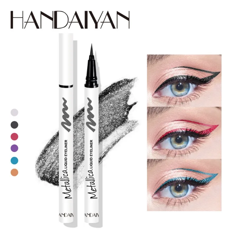 6 Color Waterproof Shiny Blue Liquid Eyeliner Pen Metallic Eye Shadow Liner Multi Chrome Color Aurora Eye Glitter Pigment Makeup