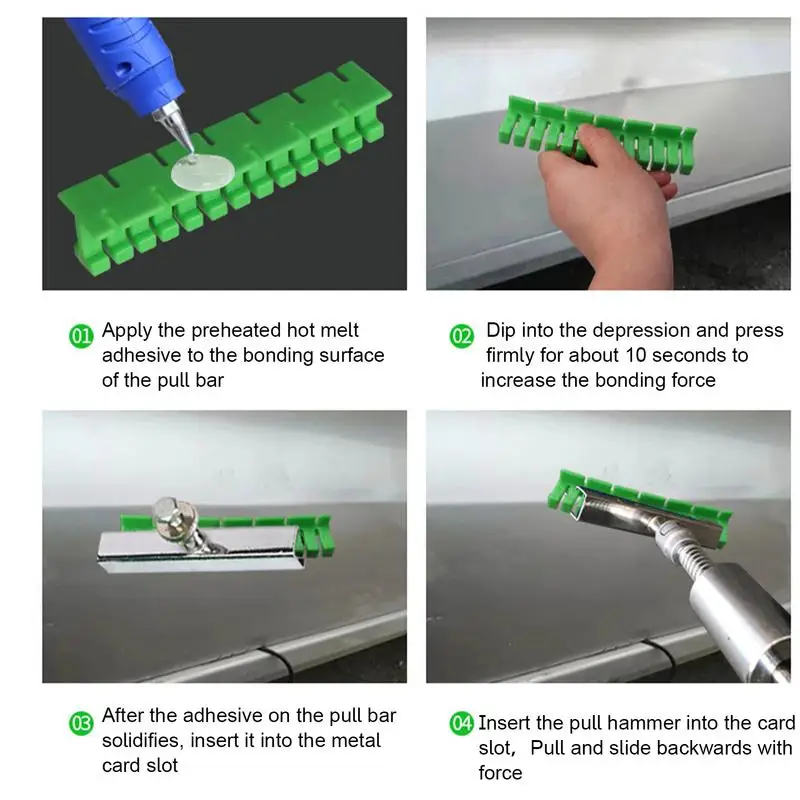 Herramienta de reparación de abolladuras sin pintura para coche, Kit de extracción de 4 piezas, elevador de abolladuras, extractor de reparación de