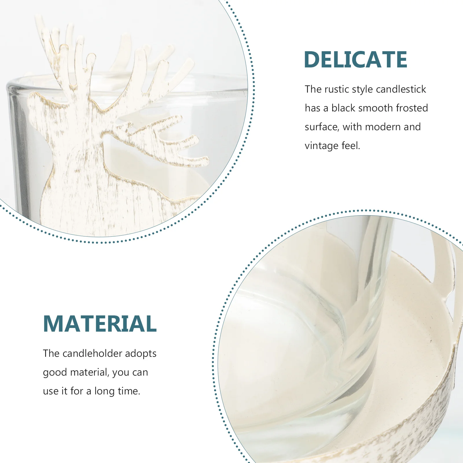 

Christmas Deer Candleholder Metal Xmas Decor Rustic Style Smooth Frosted Surface Elegant Tabletop Adornment Home Decor Gift