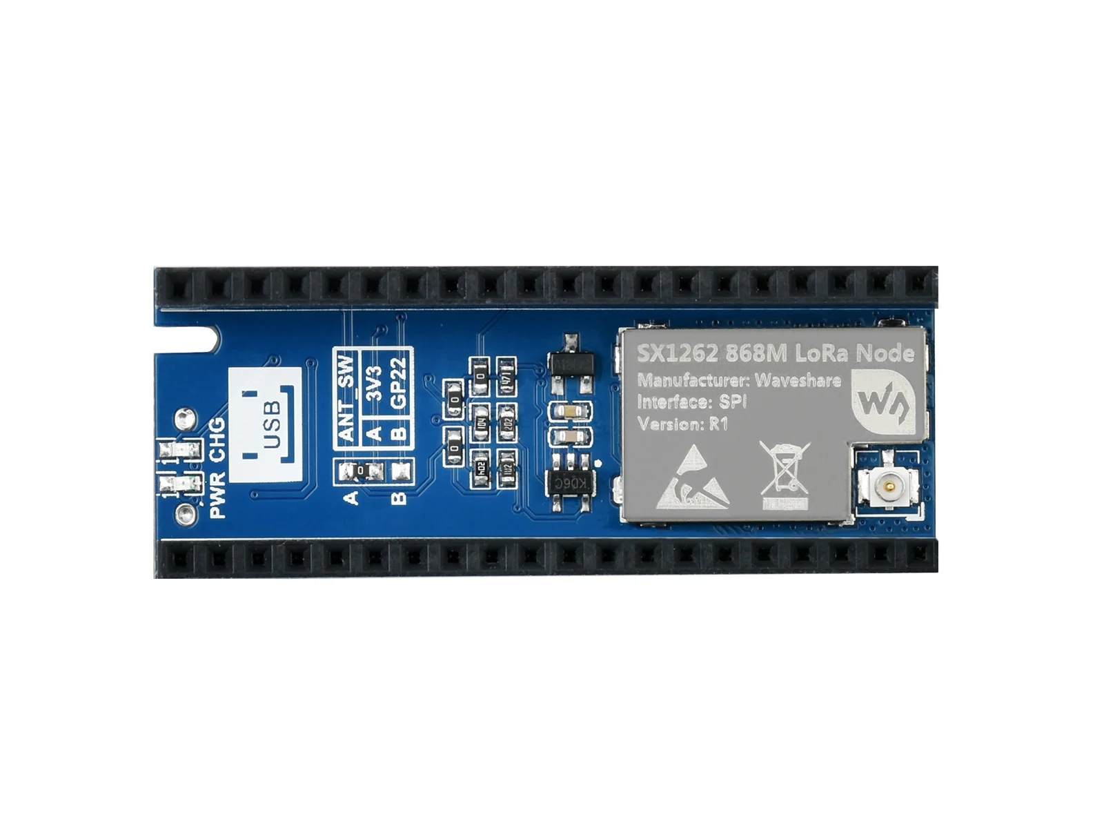 Imagem -03 - Módulo do nó de Sx1262 Lora para o Pico de Rpi 433m 868m 915m Escolha da Versão Suporte do Protocolo de Lorawan Boardss da Série do Pico de Spports