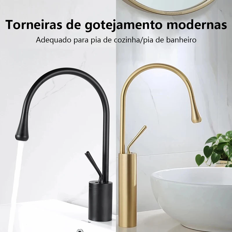 

Modern Water Drop Washbasin Sink Faucet Deck Mount Hot Cold Brass Mixer Rotatable Water Tap Basin Faucets for Bathroom Kitchen