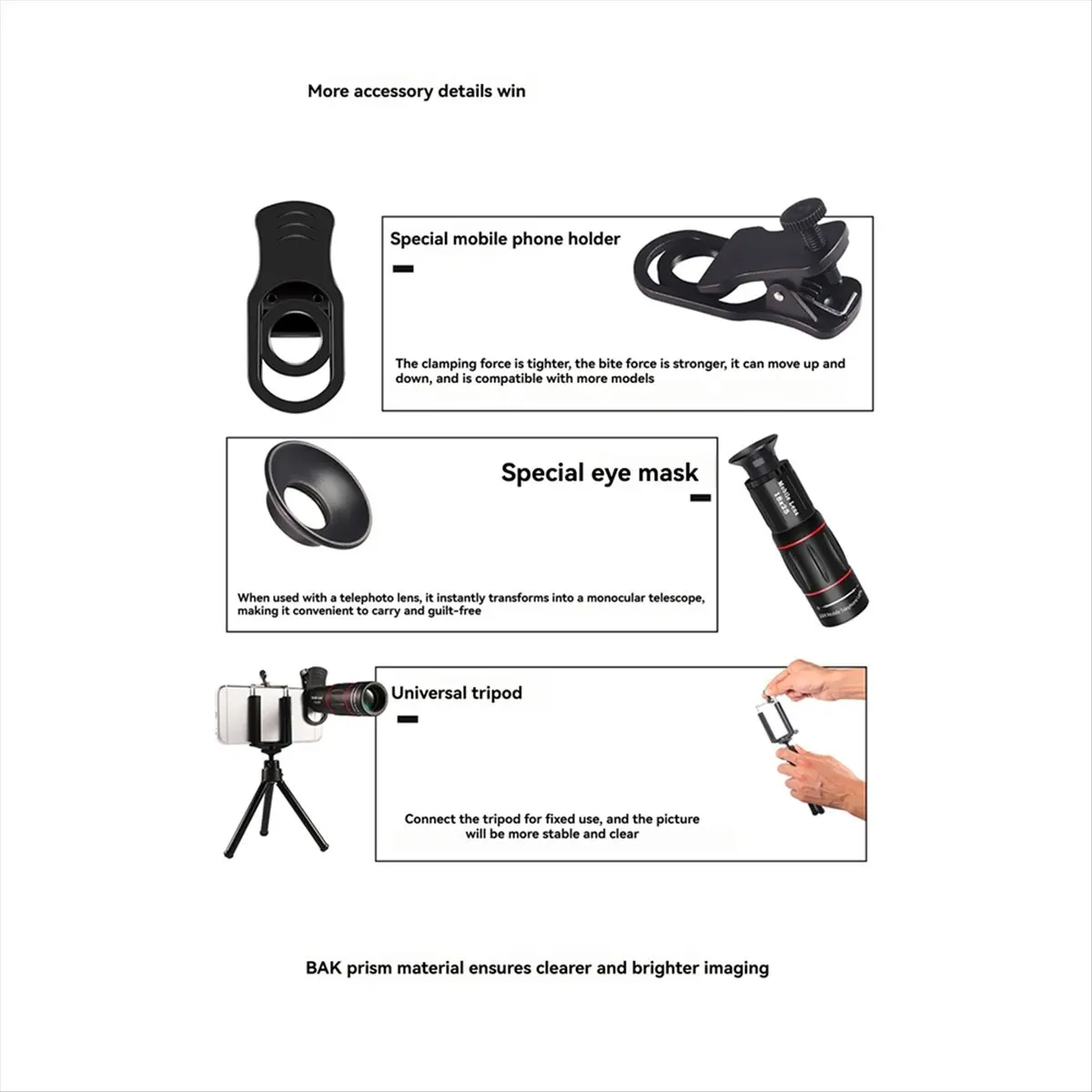 Rtyuyu Universal Mobile Phone Telephoto Lens 18x Zoom External Camera Lens for Concerts Sports and Travel Photography