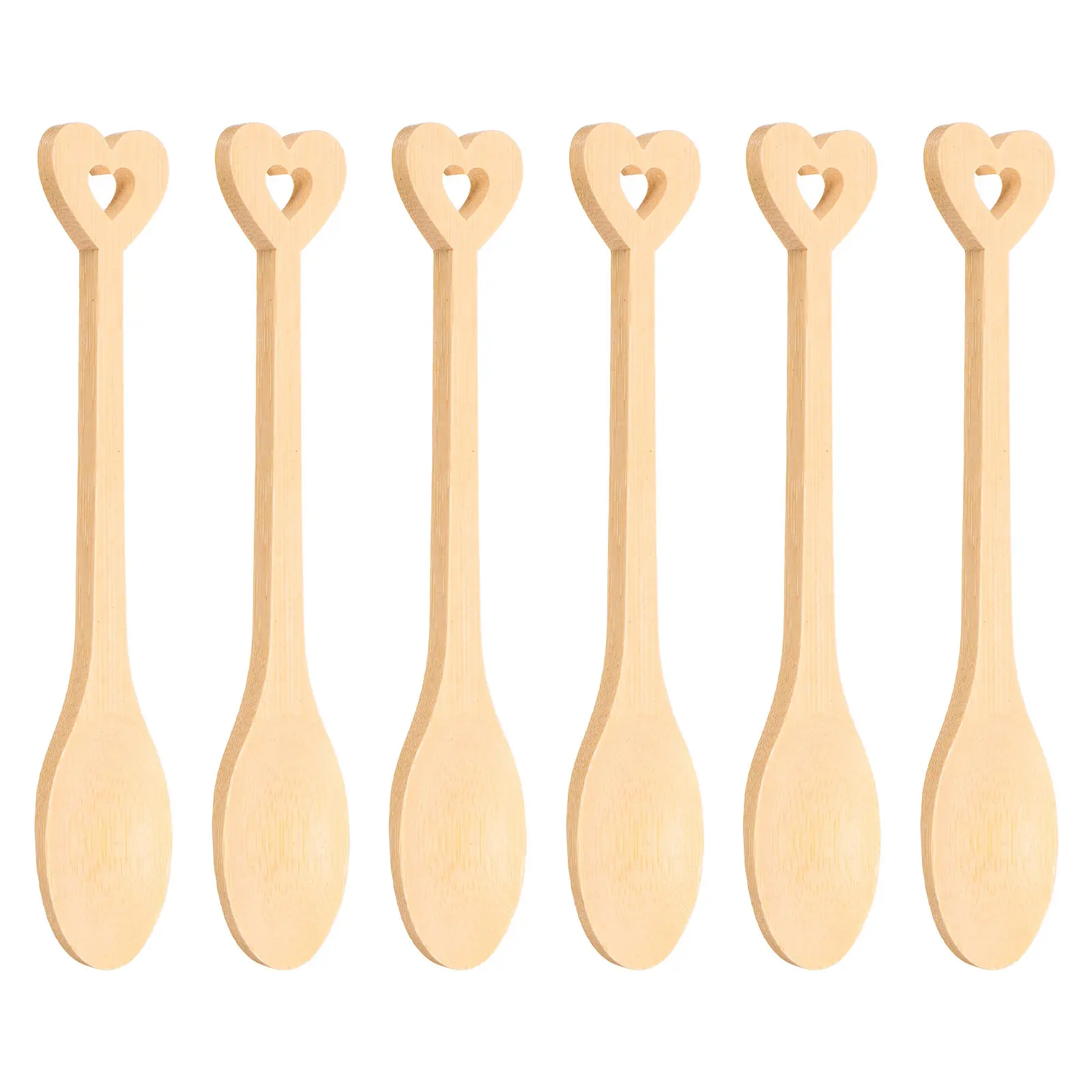 

6Pcs Bamboo Heart Handle Spoons Versatile Mini Serving Utensils for Coffee Ice Cream Tea Desserts Rice Condiments Stirring Scoop