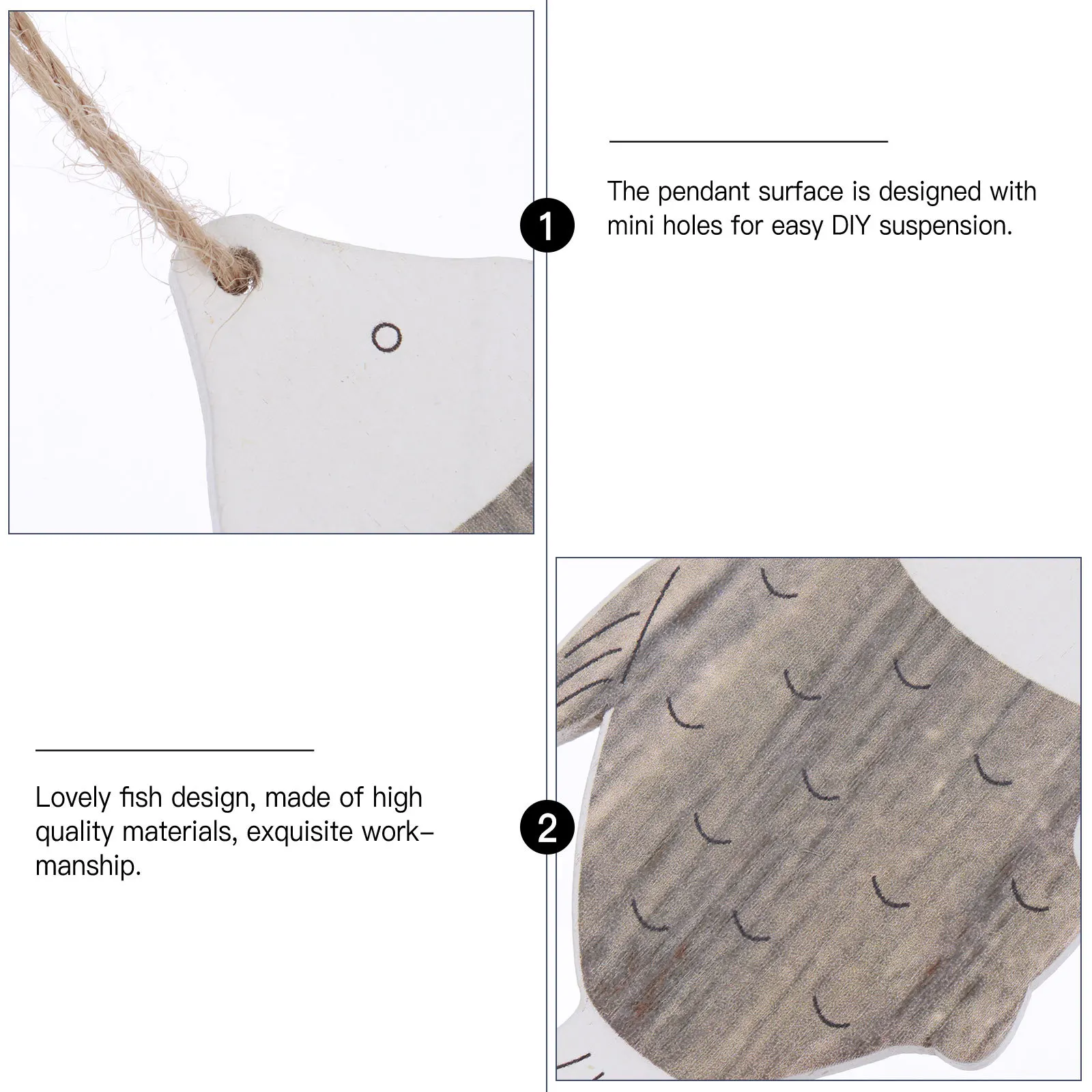 

8Pcs Hawaii Style Wooden Fish Pendants Hanging Decor for Home Garden Room Wall Photo Backdrop Fish Pendants Wooden Pendant