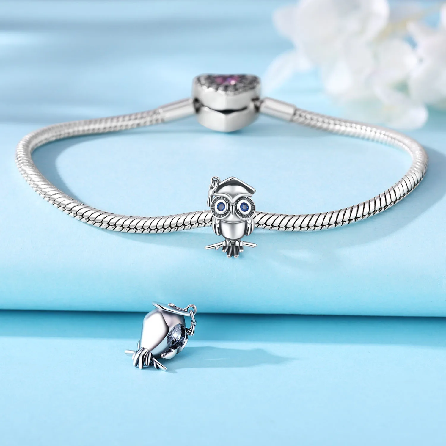 925 Sterling Silver The owl Beads Fit Bracelets Decoration DIY Birthday Party Fine Gifts Jewelry Bracelet Accessory