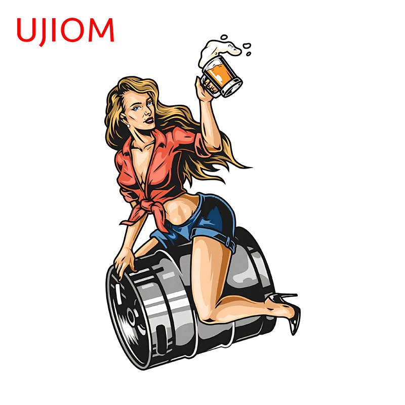 UJIOM-pegatina de pared de chica interesante a la moda, Pin Up, divertida, para sentarse en el cubo, imagen, papel tapiz adhesivo, decoración del hogar
