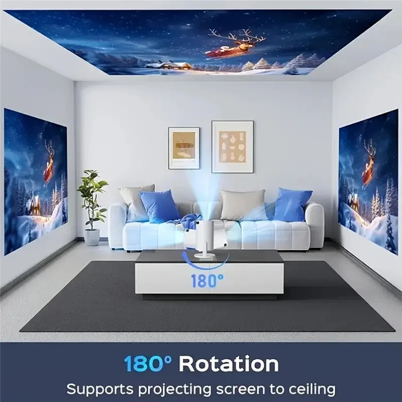 FORW-Mini projecteur Portable avec Keystone Vertical automatique, Rotation 180, Support téléphone Portable, même écran, prise américaine