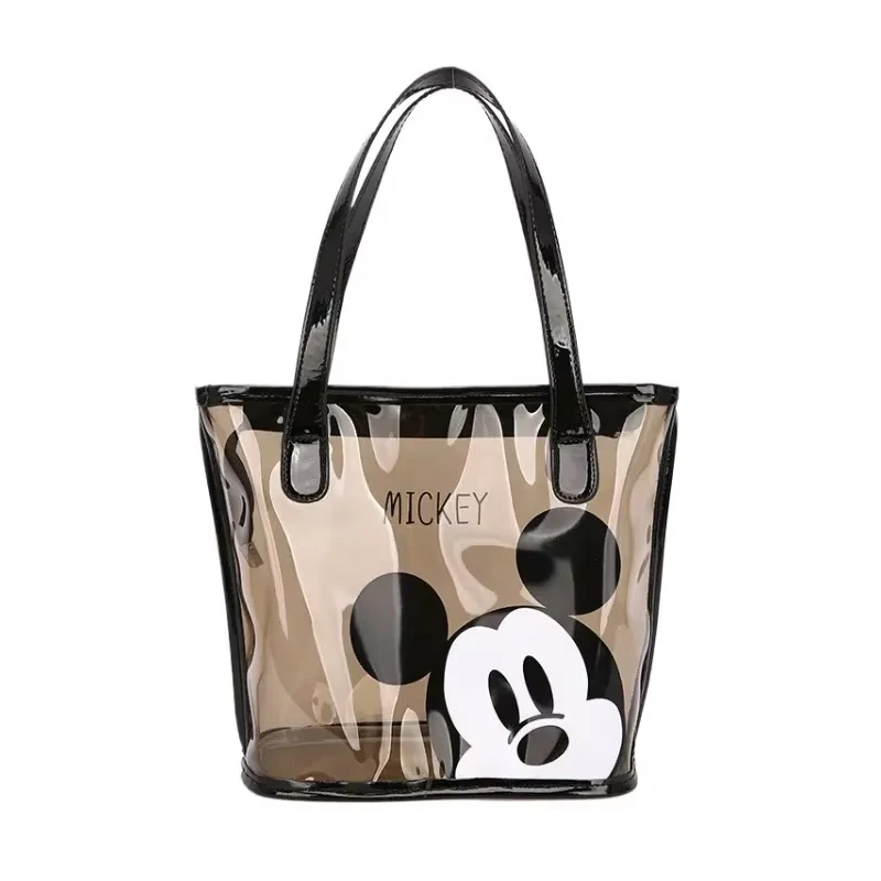 

Disney Portable Transparent Bag Waterproof Mickey Mouse Women's Shoulder Bag for College Student Cartoon Printing Handbag