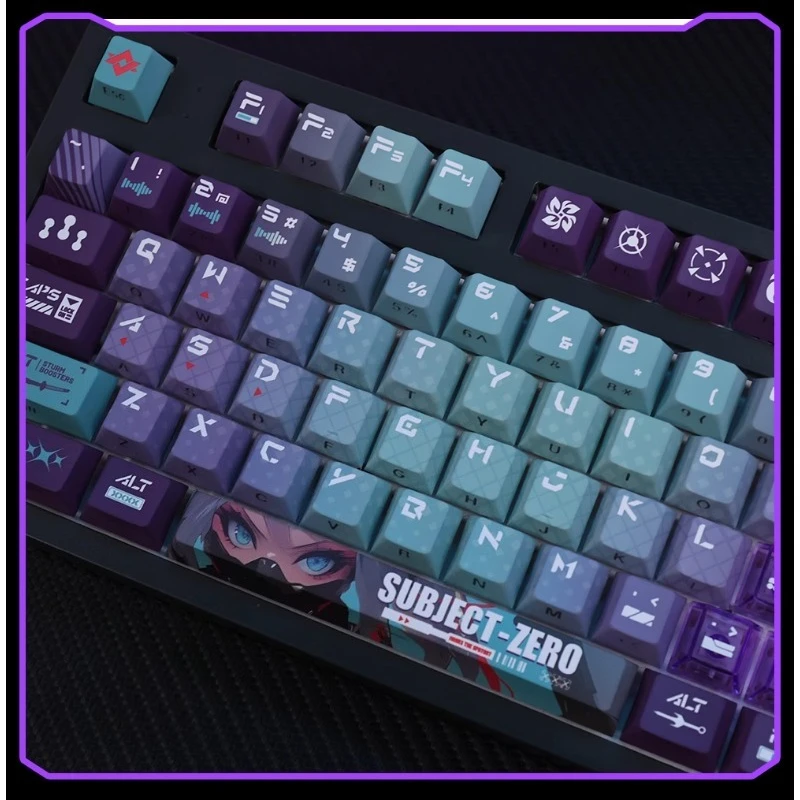 Set Keycap Tema Transmisi Anime Keycap Buatan Tangan Asli Kustom Sublimasi PBT Profil Ceri untuk Hadiah Keyboard Mekanis