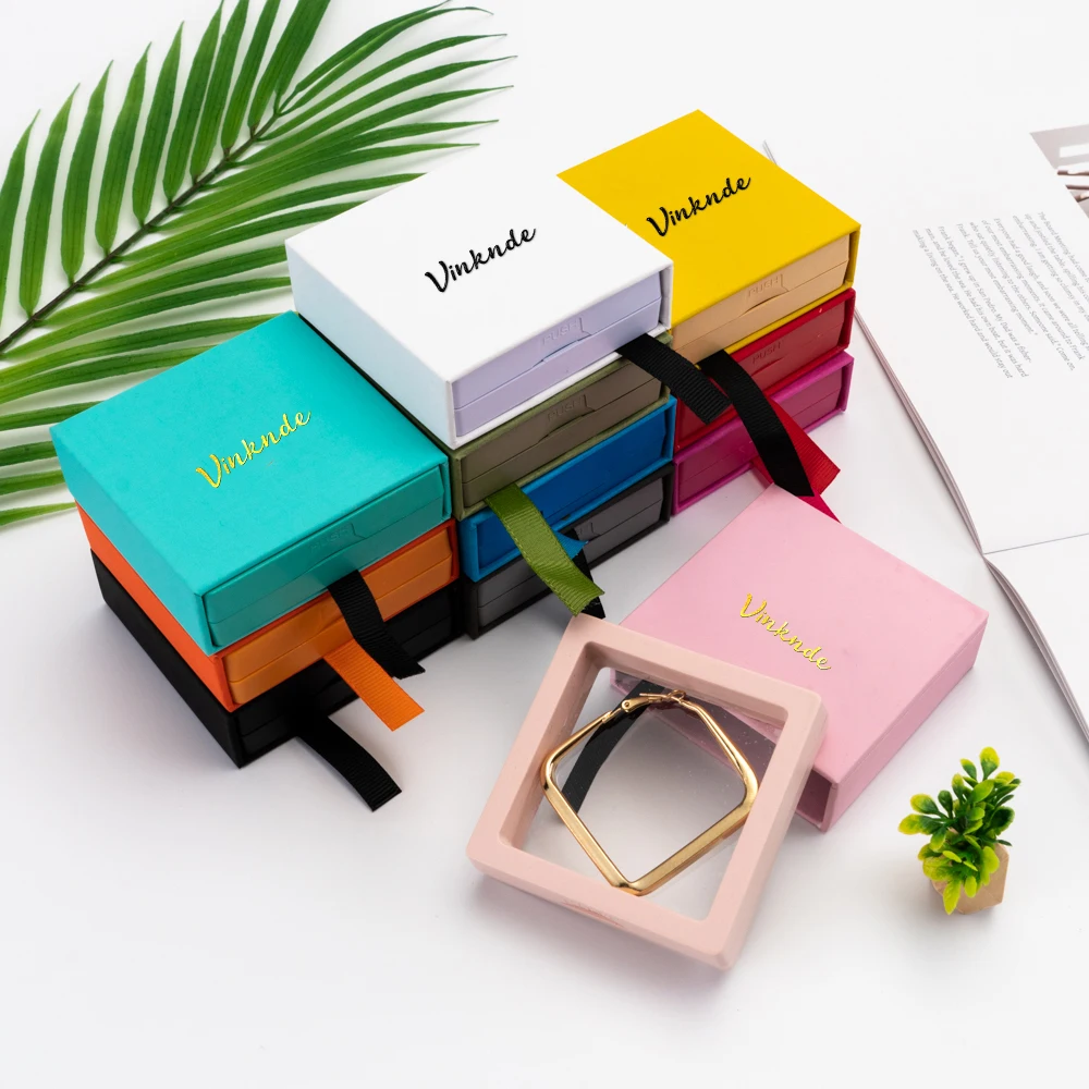 

Custom Logo PE Film Jewelry Storage Box Travel Earrings Ring Bracelet Organizer Gift Boxes Paper Drawer Anti-oxidation Dust Case