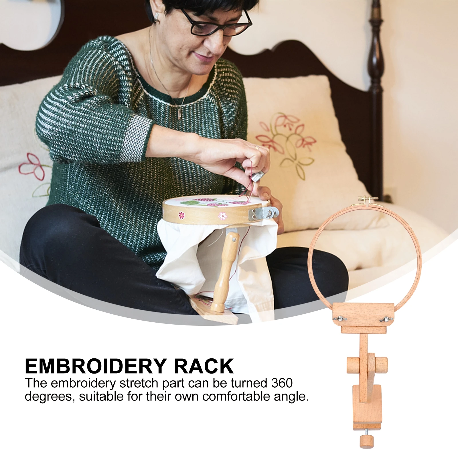 

Adjustable Wooden Embroidery Frame Rack 360 Degree Rotation Cross Stitch Stand For Round Square Stretch Easy Assembly Handmade
