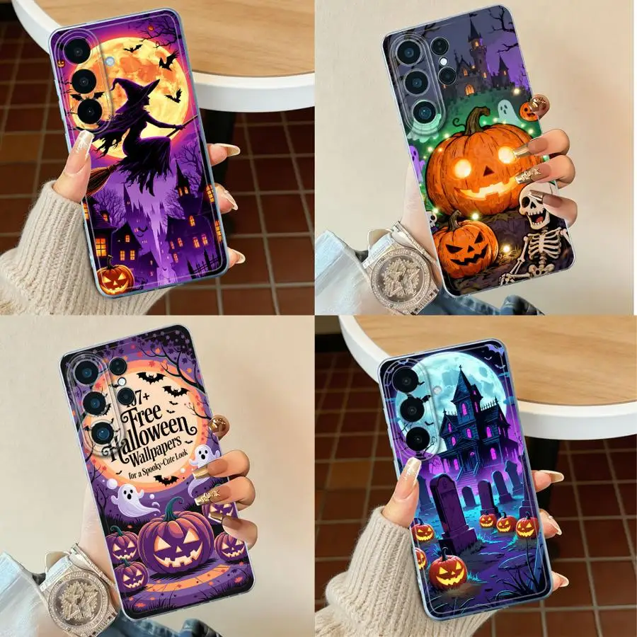 Case for Samsung Galaxy S26 Ultra S22 FE S23 S26 S21 S25Ultra S25 Edge Note 20 Ultra 10 S20 Plus S24 Phone Cover Halloween Witch