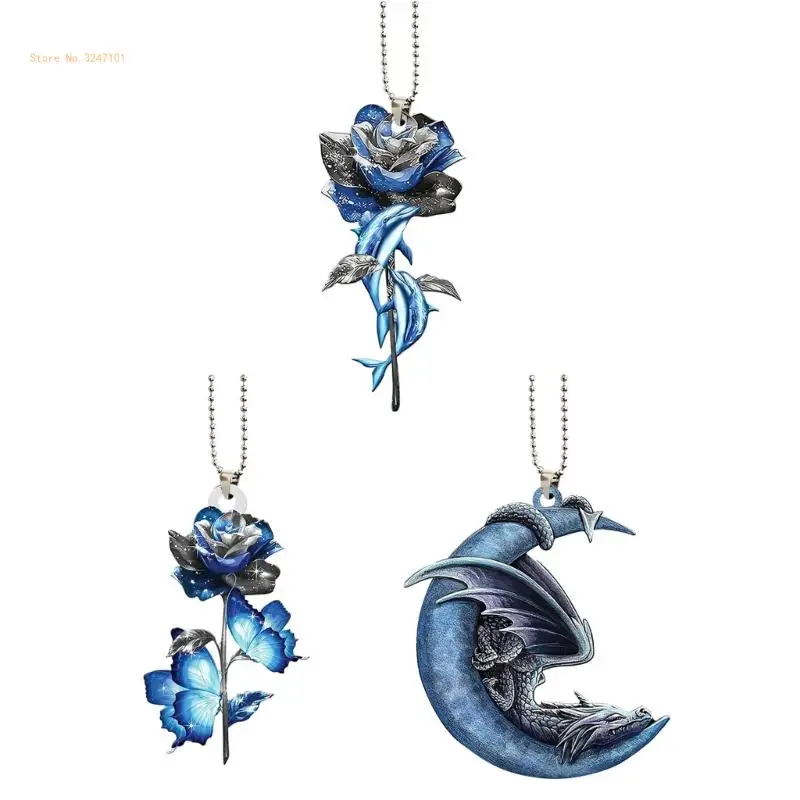 Moon/Rose Creative Hanging Decors Home Car Decorations Acrylic Double-side Print Pendant Flat Ornament Jewelry Charm Dropship