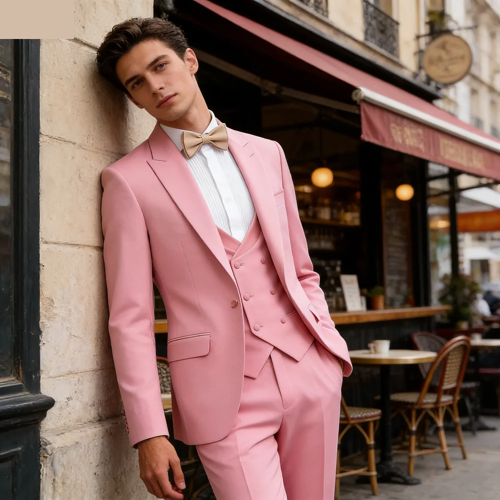 

Мужской костюм-тройка Suave Khaki с уникальным дизайном, пиджак с острыми лацканами (пиджак + брюки + жилет) для свадьбы и торжеств