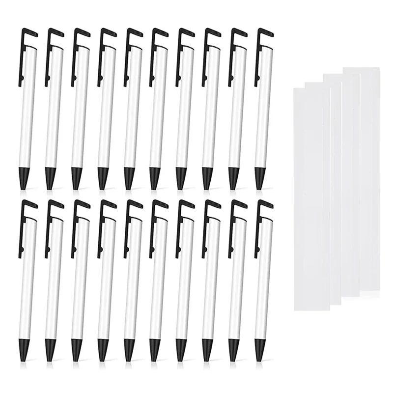

ADP-20Pcs Sublimation Blank Pens Heat Transfer Pen with Shrink Wrap for DIY Office School Stationery Supplies