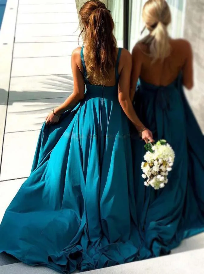 

2020 Summer Women's Clothing Strap Deep V Bridesmaid Dress New Style