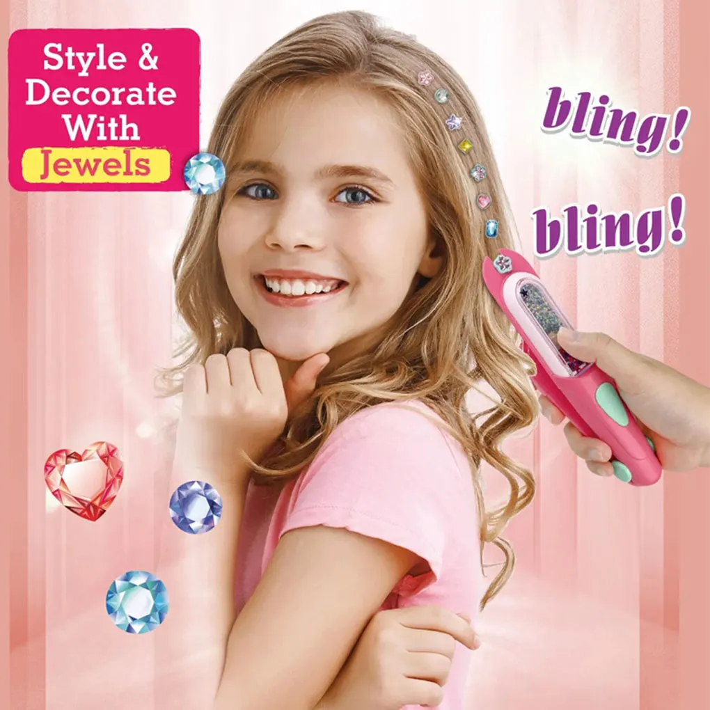 Tampon de pierres précieuses pour cheveux, bricolage, pour coiffure créative, amusant pour cadeaux, facile à simplement, appuyez sur légèrement sur les cheveux