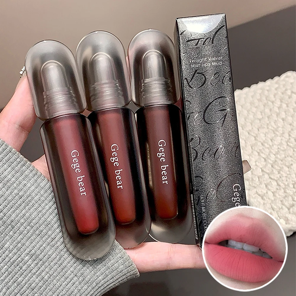 Gege Bear Matte Lip Clay, Matte Velvet Lip Glaze Langdurige kleur Gladde, niet-uitdrogende lippenstift