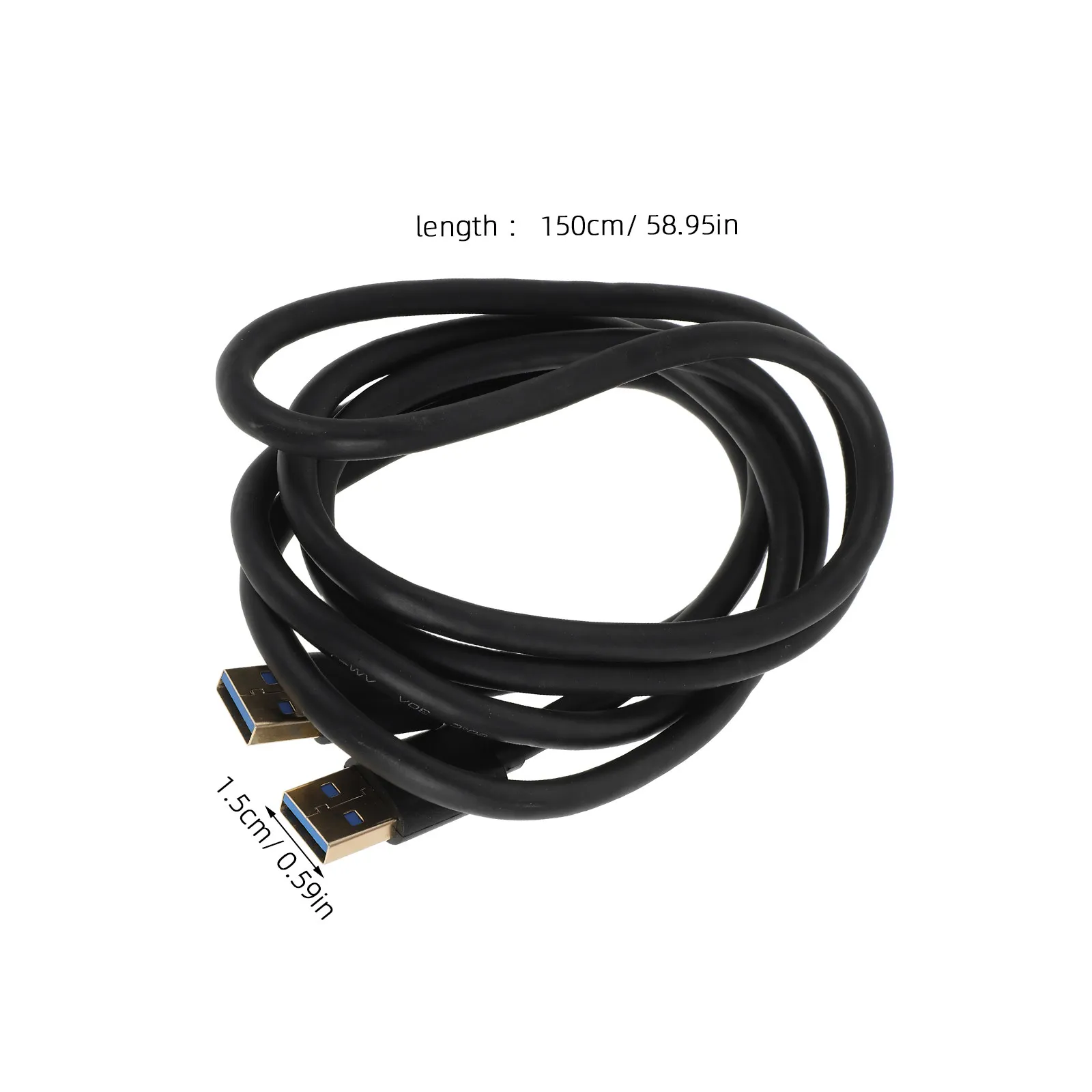 Double-Sided USB Male to Male Cable Black High Speed Data Transfer for Laptop Cooler Hard Drive Enclosure Dvd Player