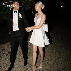 SSYTENS Simple Short Wedding Dresses Customized 2026 Sleeveless Beach Mini Bride Dress Cocktail Gala White Civil Bridal Gowns