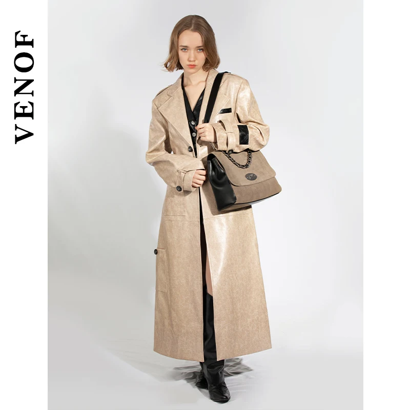 Venof New Fashion Genuine Leather Chain Bag Suede Female Shoulder Casual Commute Working Bag High Quality Simple Ladies 2023 Bag