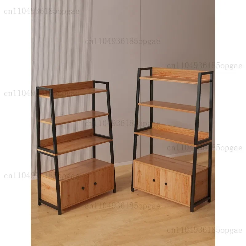 Multi-layer shelf Floor storage rack with cabinet door Storage display rack Household cabinet Multifunctional trapezoidal