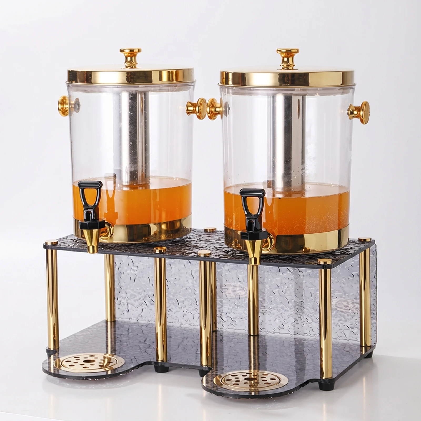Distributeur de boissons double transparent, facile à nettoyer, pour buffet, petit-déjeuner d'hôtel