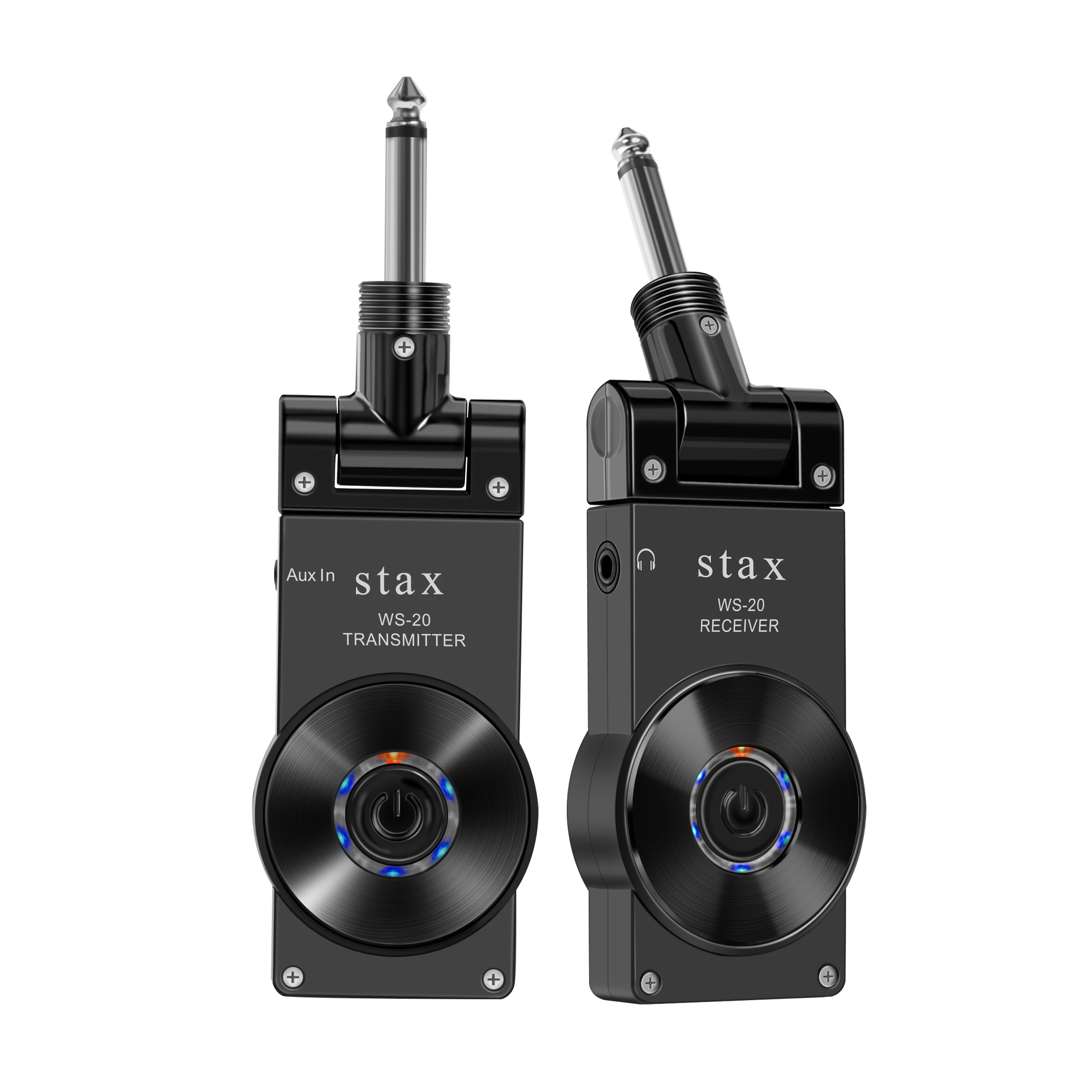 Stax 2.4GHz Electric Guitar Bass Transceiver Plug Wireless Transmitter Receiver Rechargeable Battery Golden Black