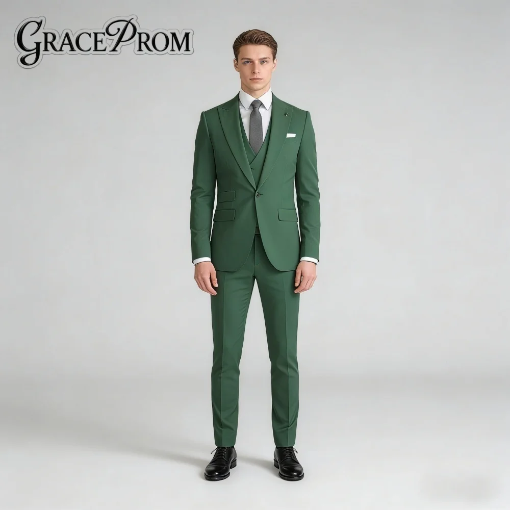 

Vibrant Green Peak Lapel For Men Wedding Formal 3PCS Suit Groom Suit Set Includes Jacket Vest Pants Wedding Occasion Customized