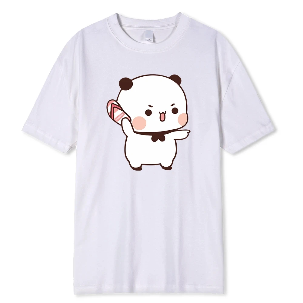 Lovely Bubu Is Throwing Flip-flops At Dudu Since He Teases Bubu T Shirt Bear Tshirt Kawaii Male Clothes Men Tops Shirt 80303