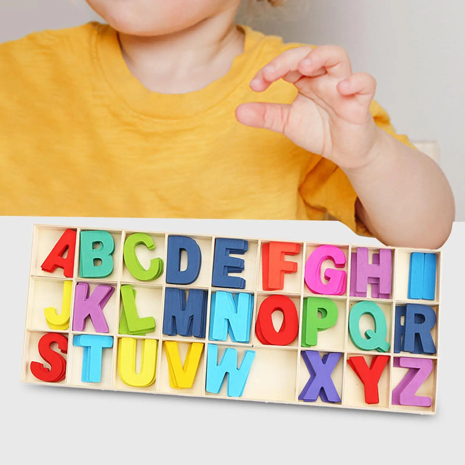 104 Pieces Wooden Letters, with Storage Tray Craft Letters for Learning Wall