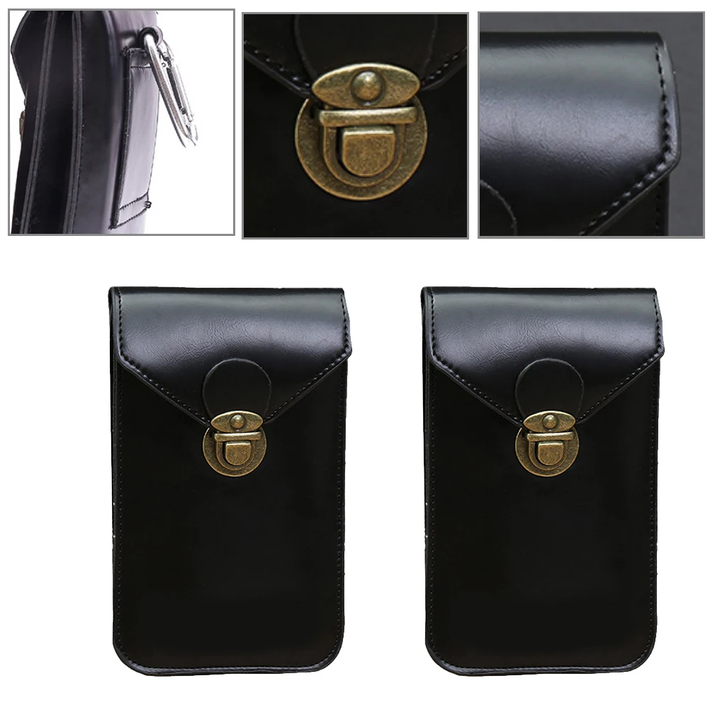 

1Cellphone Pouch Hand Storage Bag Black Pu Waterproof Storage Solution For Phone Earphone Use Travel Pouch