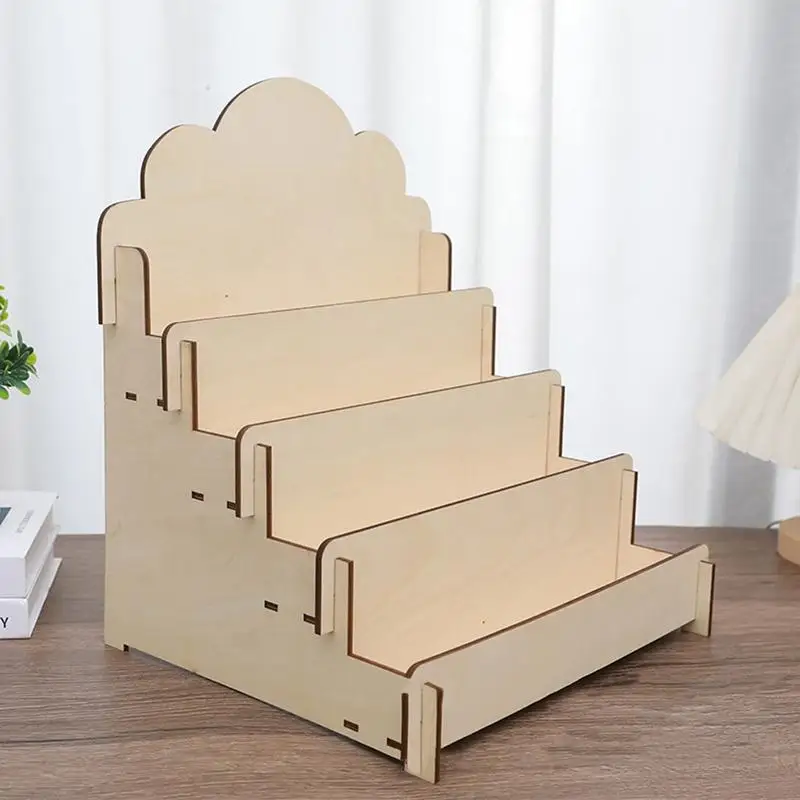 4 Layers Wood card Display Stand wooden sticker display rack Multi-Functional Display Easel for Greeting Cards Photos Postcards