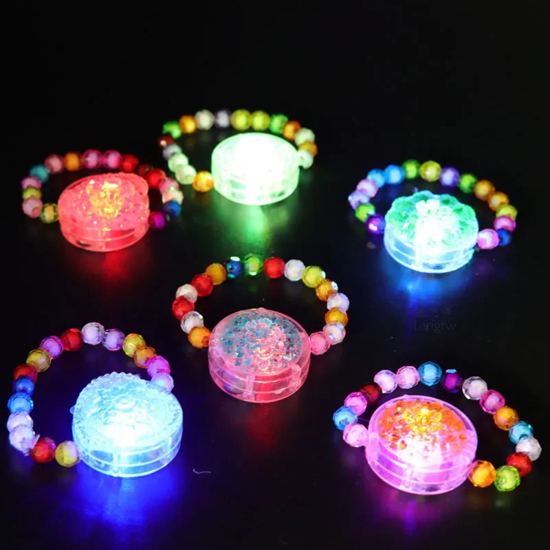 LED Flashing Bracelet Light Up Acrylic Bead Wrist Band Luminous Toys for Kids Children Festival Bars Party Supplies