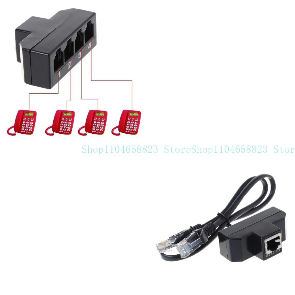 652F RJ45 to RJ11 Adapter Connector RJ45 8P8C Male to 4 RJ11 6P4C Female Converter