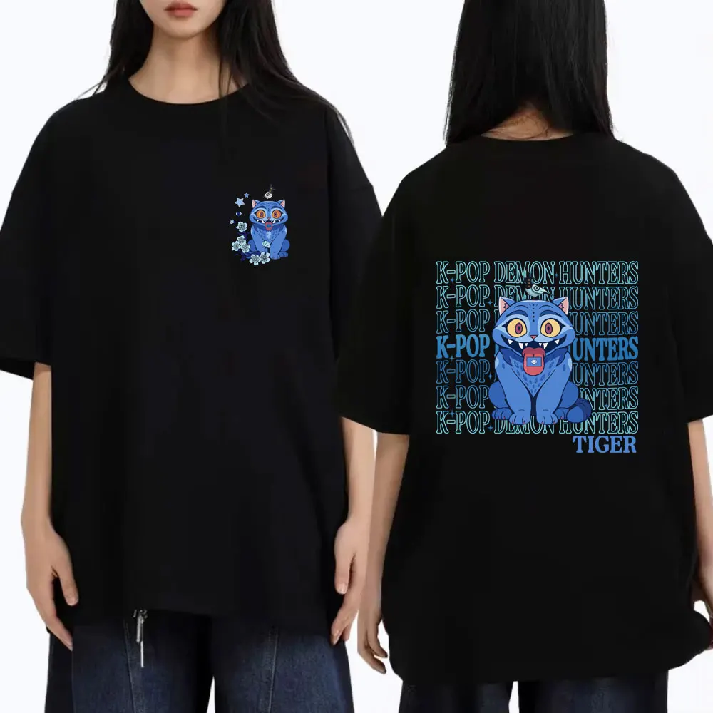

Kpop Demon Hunters Derpy Tiger T-shirt Men Women Fashion Cartoon Trend Streetwear Men's Clothing Oversized Short Sleeve T Shirts