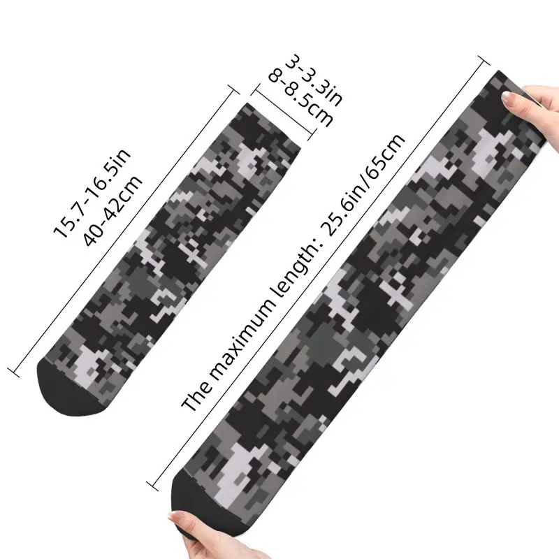 Harajuku Black And Gray Digital Military Camouflage Socks Women Men Warm 3D Printed Army Camo Football Sports Socks