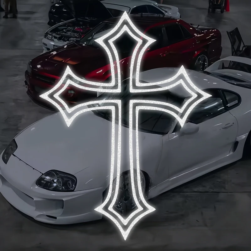 

1 шт. светоотражающая классическая наклейка-крест для автомобиля, водонепроницаемая виниловая наклейка для окна, заднего стекла, боковой части кузова, двери, декоративное украшение