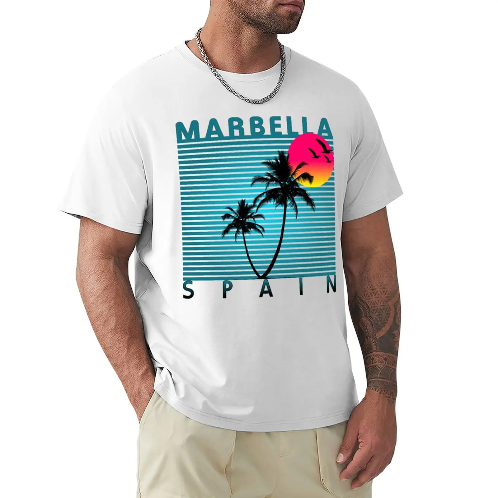 Marbella Spain Summer Beach Sun Vacations Souvenir tshirt T-Shirt cute tops animal prinfor boys mens t shirts pack