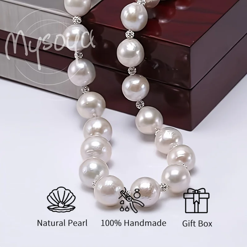 

MYSOYA 10-12 мм ожерелье из пресноводного жемчуга Эдисона для женщин и мужчин с подарочной коробкой идеальный подарок на свадьбу, день рождения, Рождество, Новый год