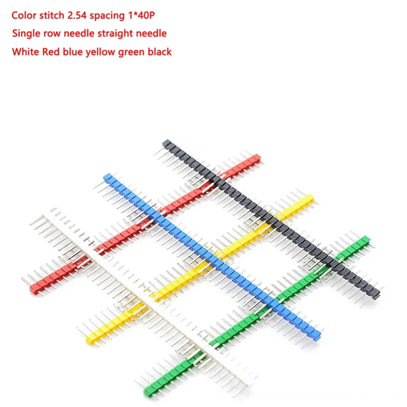 30 قطعة غرزة صف اللون 2.54 الملعب 1x40P واحد مستقيم أبيض أحمر أزرق أصفر أخضر أسود PCB دبوس قطاع لاردوينو #3