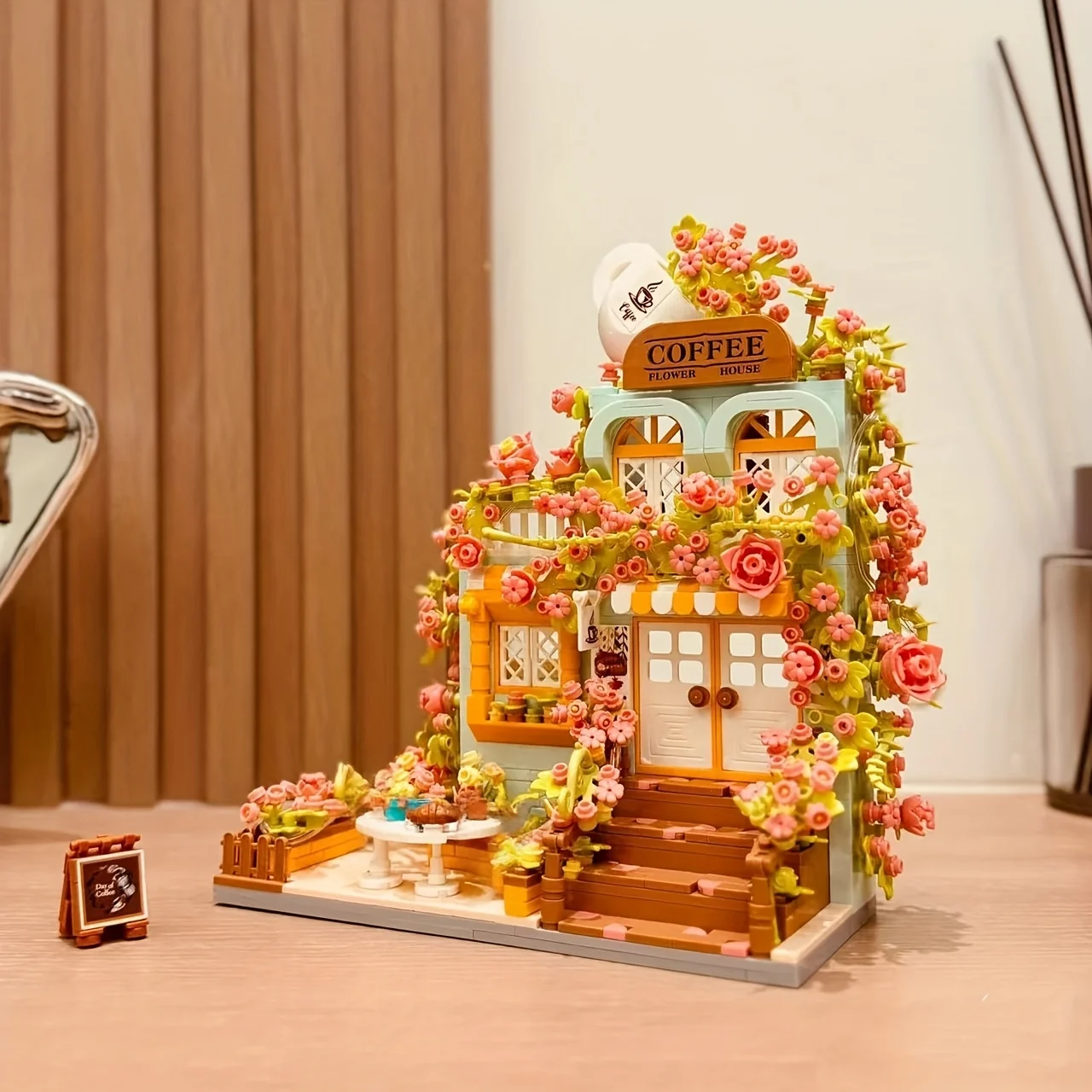 

1218PCS Coffee Shop Building Block Set Romantic Landscape Plant Themed Architecture Model Premium ABS Material Ideal Gift