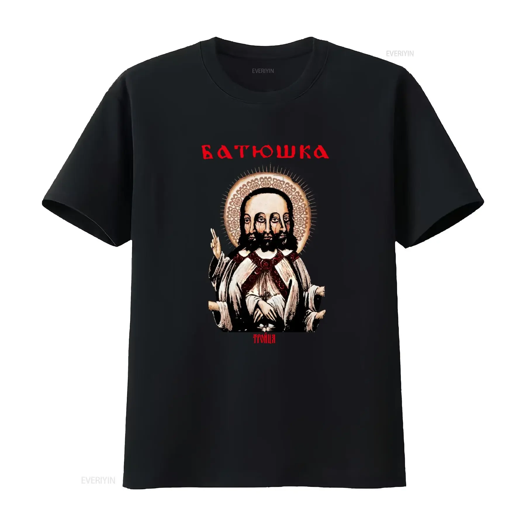 Футболка Batushka Trojca Black T Shirt NEW OFFICIAL Christian Art, винтажная, с эффектом потертости, стильная, удобная, эластичная, унисекс, с графическим принтом, повседневная