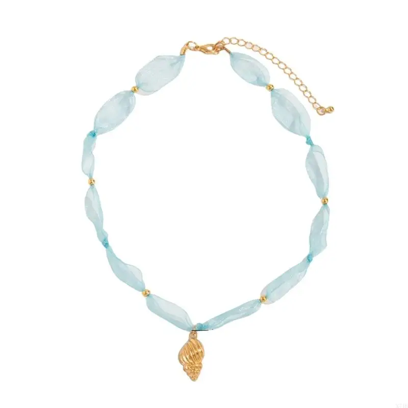  Graceful Beachy Necklace Oceanic Charm And Breathable Mesh Clavicle Chain