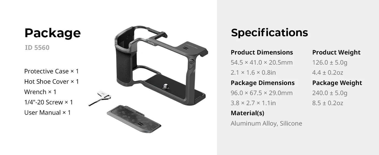 SmallRig Gehäuse für Sony Alpha 7C II / 7CR Tantalumgrau mit Blitzschuhabdeckung, integriertem ergonomischen Griff und vollständigem Schutz -5560 – Detail 8