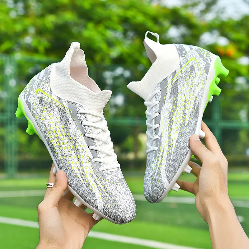 Unisex FG Cleats Training Athletic Non-Slip Long Studs High-Top Football Soccer Shoes for Youth