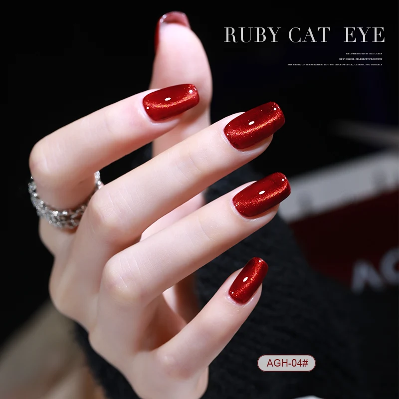 AS 15ml Cherry Ruby Red Cat Eye Gel Nail Polish Chameleon Magnetic Gel Soak Off UV LED Cateye Nail Varnish Gel For Manicure