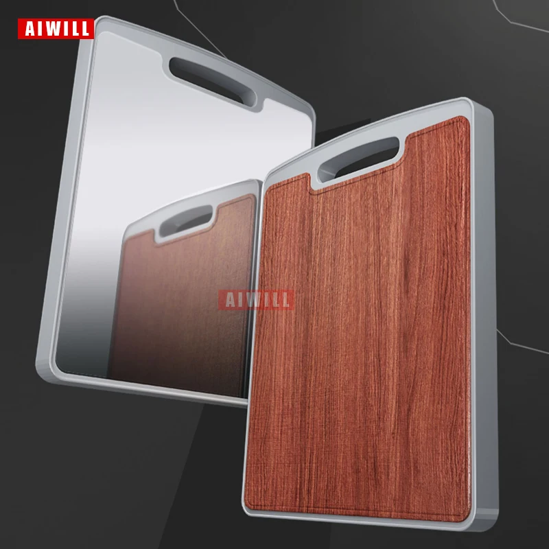 

AIWILL Board household stainless steel cutting board double solid wood chopping board black ebony chopping board in the kitchen