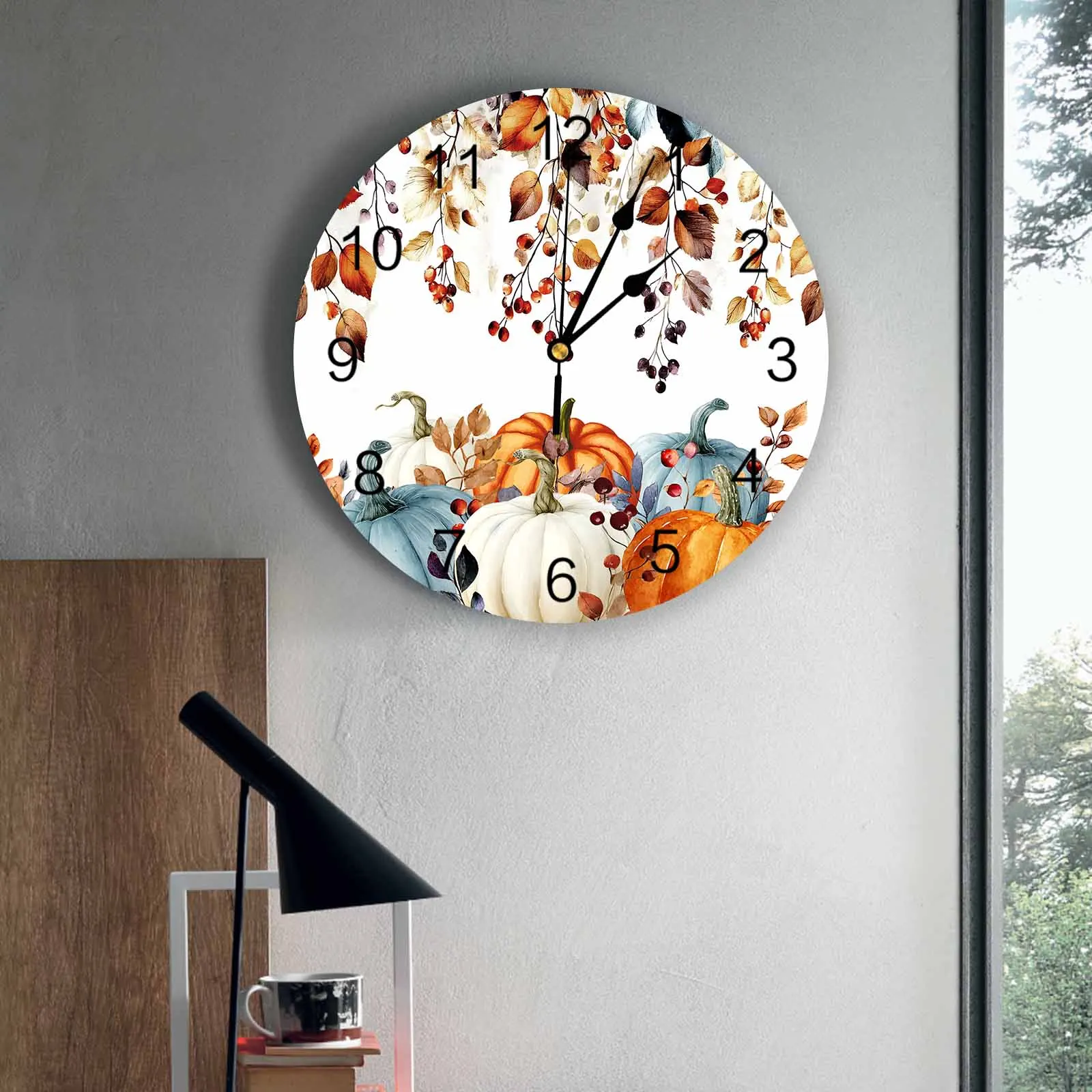 

Настенные часы для спальни, винтажные часы с тыквой на День благодарения, украшения для гостиной, детская комната, кабинет, бесшумные настенные часы
