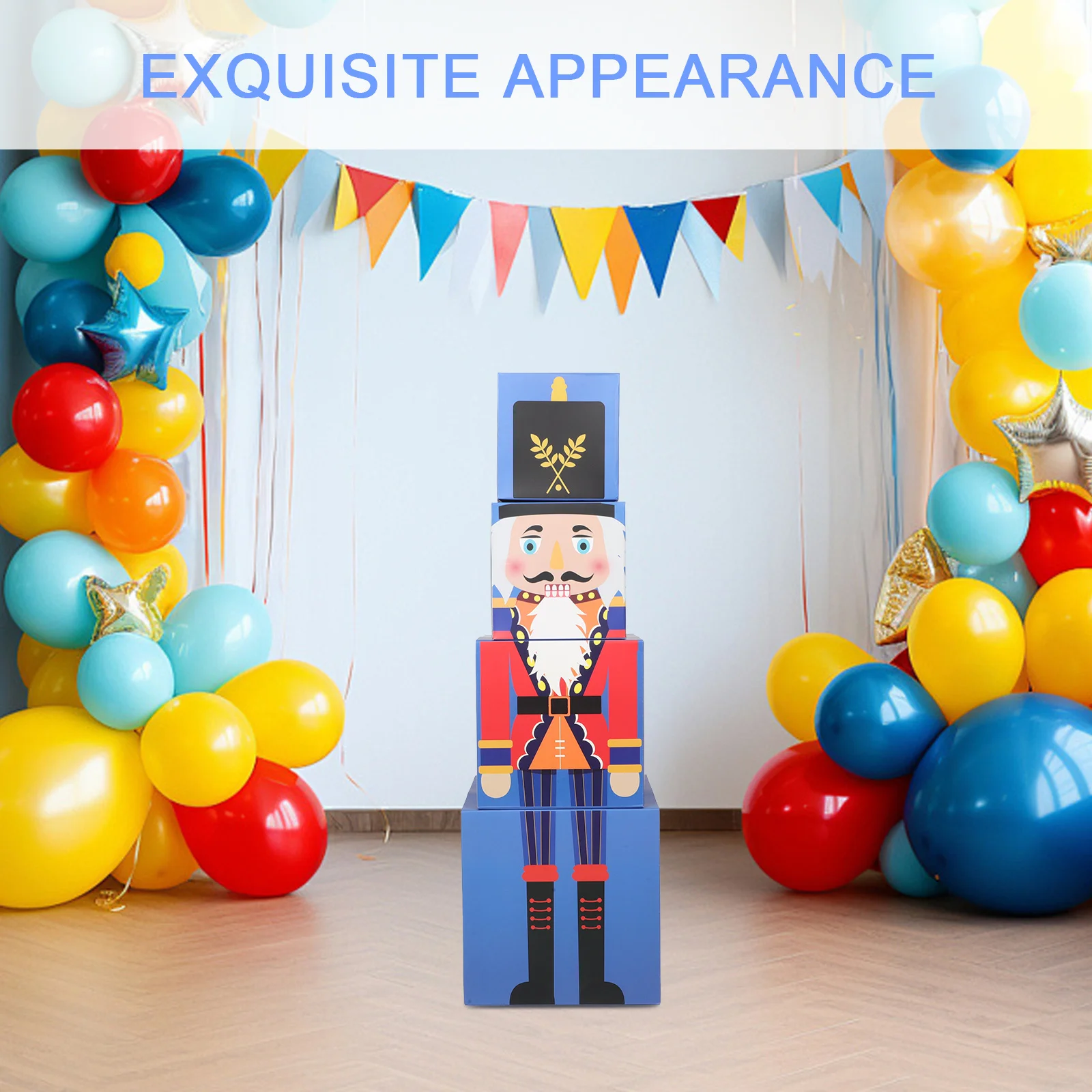 1Set Kotak Natal Nutcracker yang Dapat Ditumpuk, Kotak Penyimpanan Hadiah Dekoratif untuk Liburan, Kotak Hadiah yang Dapat Ditumpuk untuk Pesta